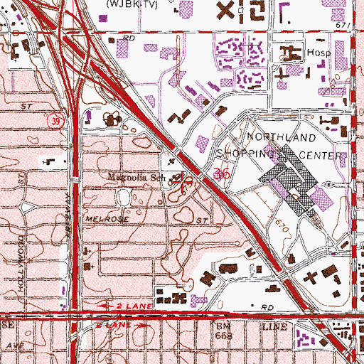 Topographic Map of Magnolia Center, MI