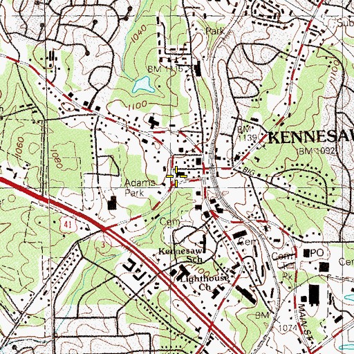 Topographic Map of Kennesaw Police Department, GA
