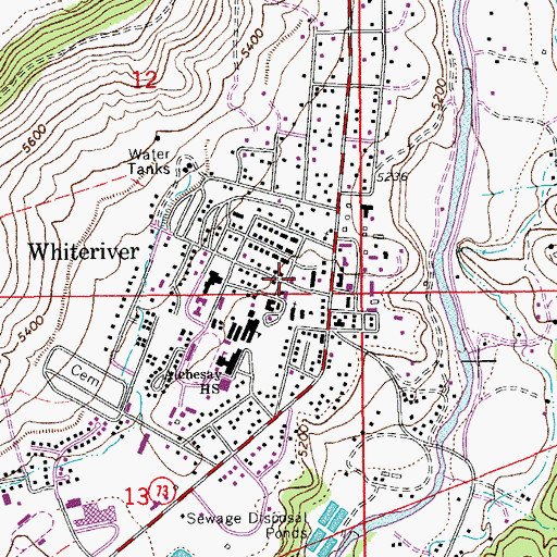 Topographic Map of Whiteriver Fire Station, AZ