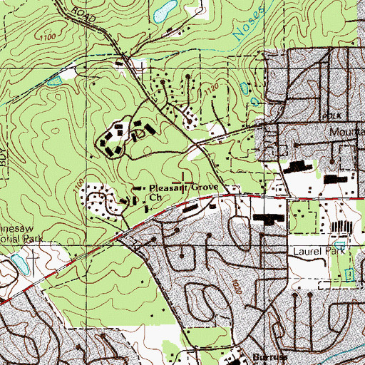 Topographic Map of West Marietta Crossing Shopping Center, GA