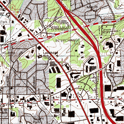 Topographic Map of White Water Plaza Shopping Center, GA