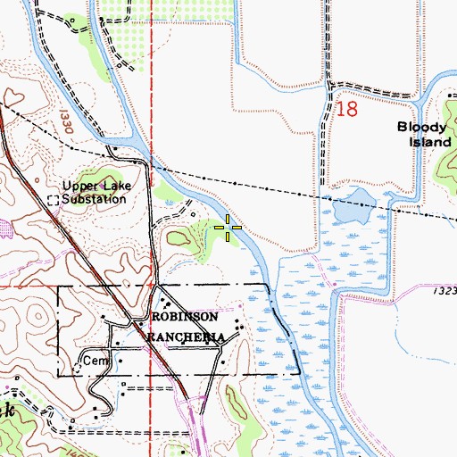 Topographic Map of Robinson Creek, CA