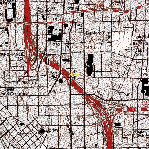 Topographic Map of Atlanta New Century School, GA