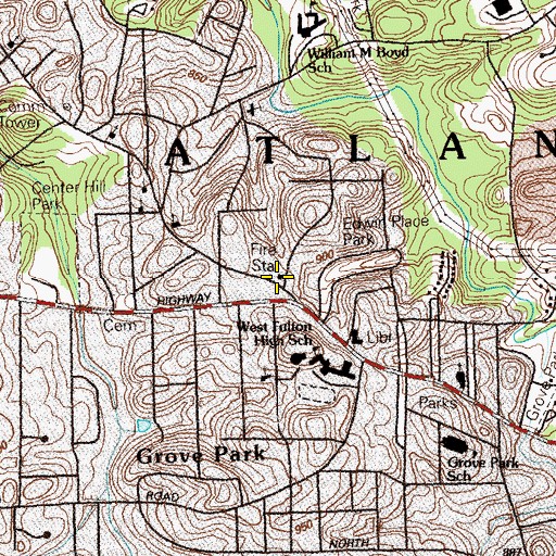 Topographic Map of Atlanta Fire / Rescue Station 22, GA