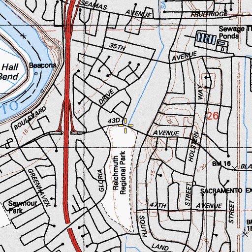 Topographic Map of Sacramento Drainage Canal, CA