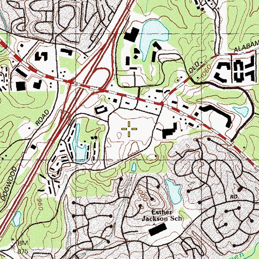 Topographic Map of Plaza at Roswell Shopping Center, GA