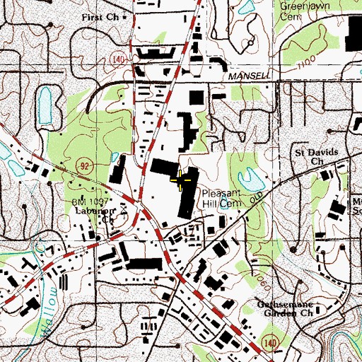 Topographic Map of Roswell Town Center Shopping Center, GA
