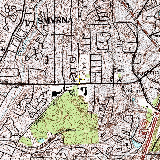 Topographic Map of Smyrna Fire Department Station 3, GA