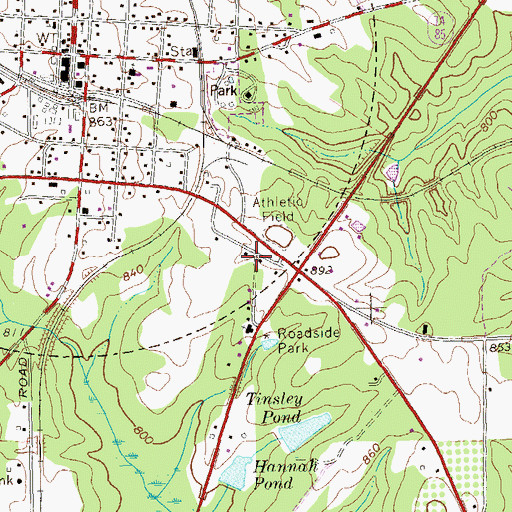 Topographic Map of Tinsley Mobile Home Park, GA
