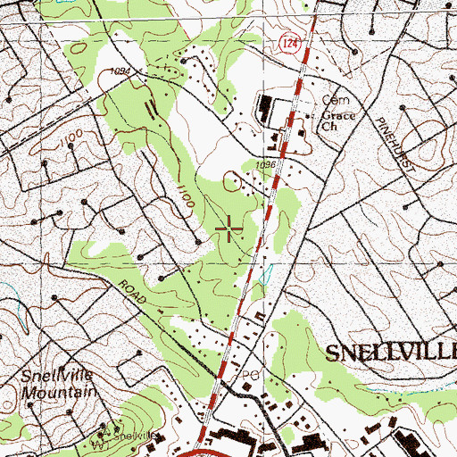 Topographic Map of Snellville Pavillion Shopping Center, GA