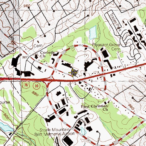 Topographic Map of Stonebridge Walk Shopping Center, GA