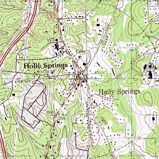 Topographic Map of Holly Springs Volunteer Fire Department, GA