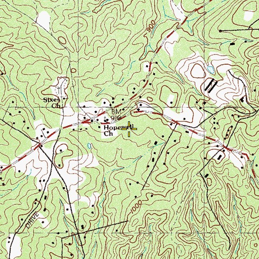 Topographic Map of Sixes Elementary School, GA