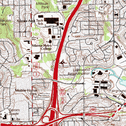Topographic Map of Atlanta Fire / Rescue Training Academy, GA