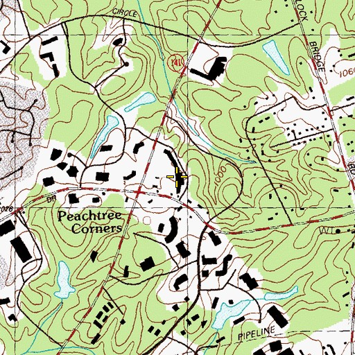Topographic Map of Peachtree Parkway Plaza Shopping Center, GA