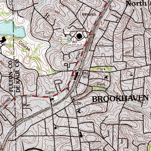 Topographic Map of Brookhaven-Oglethorpe University Station, GA