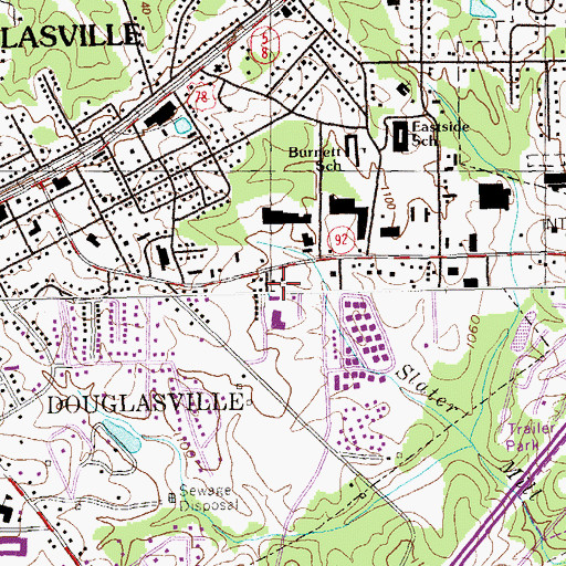 Topographic Map of Douglas Common Shopping Center, GA