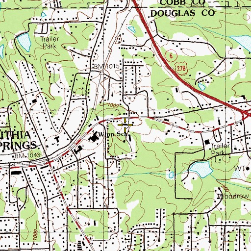 Topographic Map of Sinel Plaza Shopping Center, GA