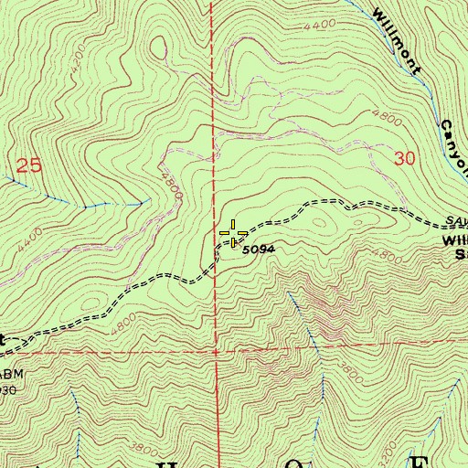 Topographic Map of Sawtooth Ridge, CA