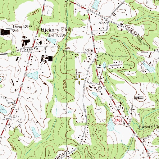 Topographic Map of Hickory Flat Fire Department Station 23, GA
