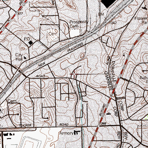 Topographic Map of Chamblee Commercial Center Shopping Center, GA