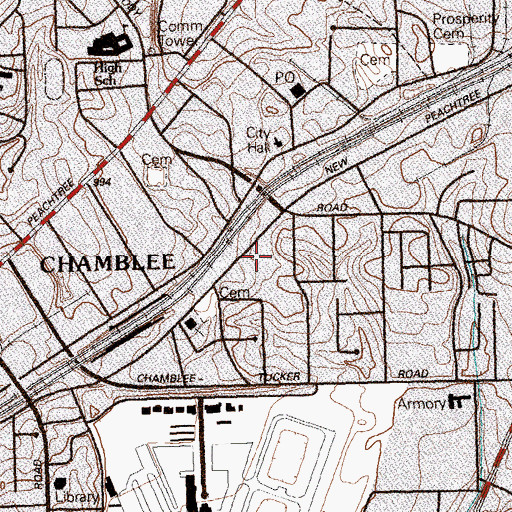 Topographic Map of Chinatown Shopping Center, GA