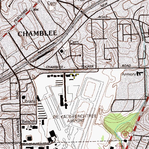 Topographic Map of DeKalb County Fire and Rescue Department Station 15, GA