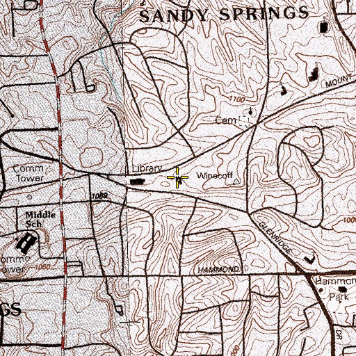 Topographic Map of Mount Vernon Presbyterian School, GA