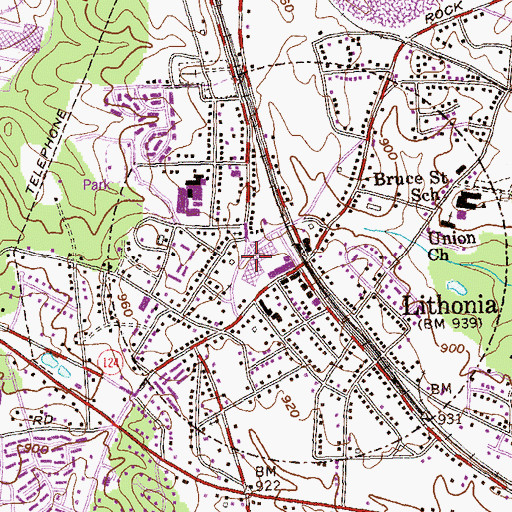 Topographic Map of Lithonia Plaza Shopping Center, GA