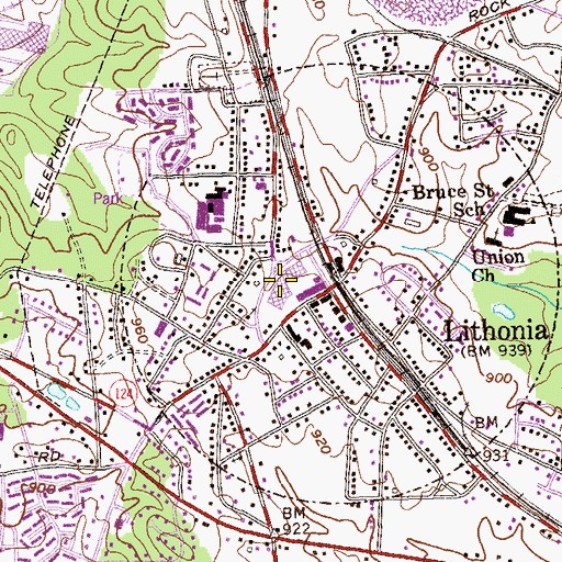 Topographic Map of Lithonia Plaza Shopping Center, GA