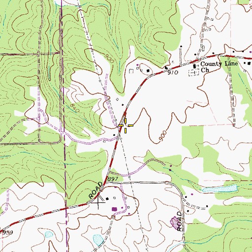 Topographic Map of Moores Temple Baptist Church, GA