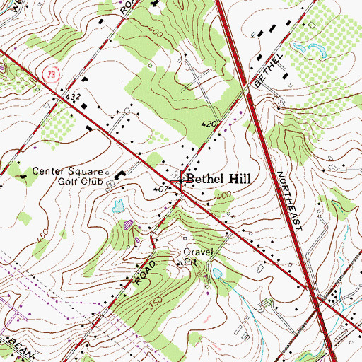 Topographic Map of Bethel Hill Methodist Church, PA