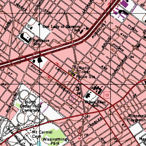 Topographic Map of Boulevard Post Office, PA