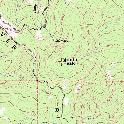 Topographic Map of Smith Peak, CA