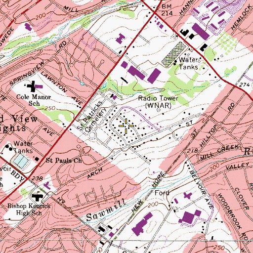 Topographic Map of Coleston, PA