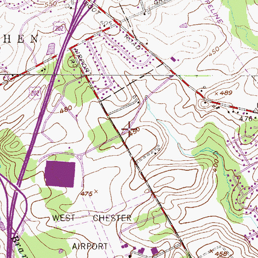 Topographic Map of Commons at Goshen, PA