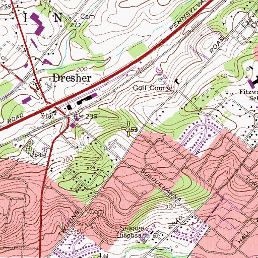 Topographic Map of Burn Brae Park, PA