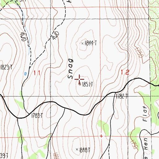 Topographic Map of Snag Hill, CA