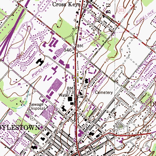 Topographic Map of Central Bucks County Chamber of Commerce, PA