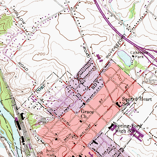 Topographic Map of Chester Downs, PA