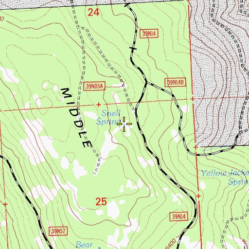 Topographic Map of Snell Spring, CA