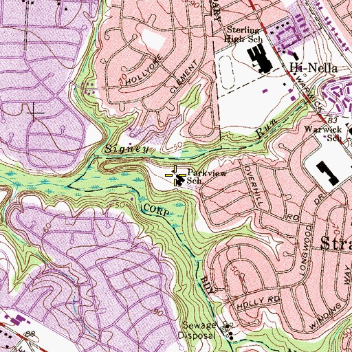 Topographic Map of Parkview Farms Elementary School, NJ