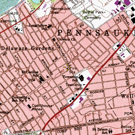 Topographic Map of Pennsauken Volunteer Fire Company, No. 2, NJ