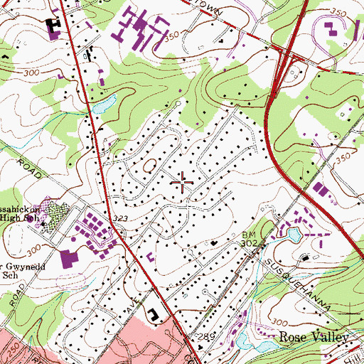 Topographic Map of Gwynn Oaks, PA