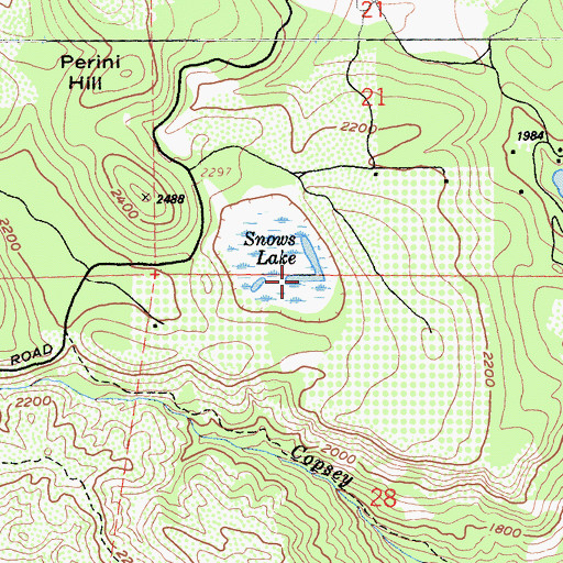 Topographic Map of Snows Lake, CA