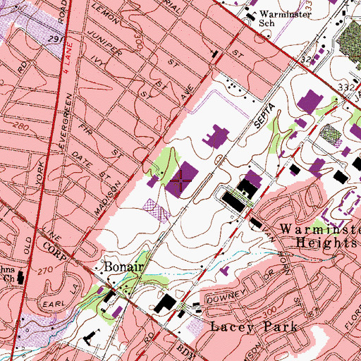 Topographic Map of Hey Industrial Park, PA