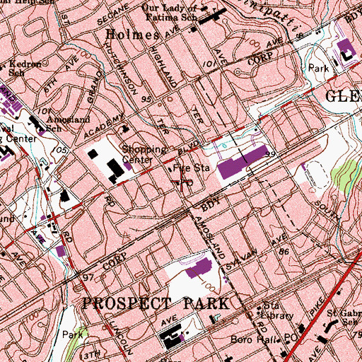 Topographic Map of Holmes Post Office, PA