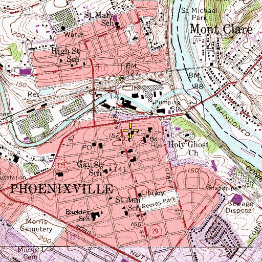 Topographic Map of Phoenix Hose Hook and Ladder Company - Station 65, PA