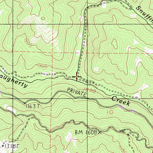 Topographic Map of Snuffins Creek, CA