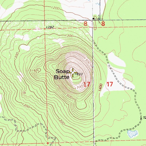 Topographic Map of Soap Butte, CA